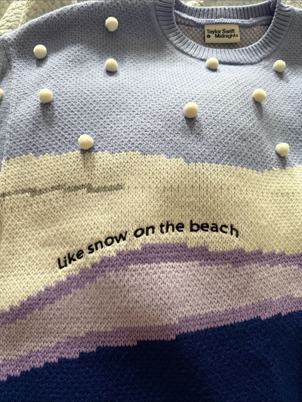 Taylor Swift Midnights 'Like Snow on the Beach' Pastel Pom Sweater New